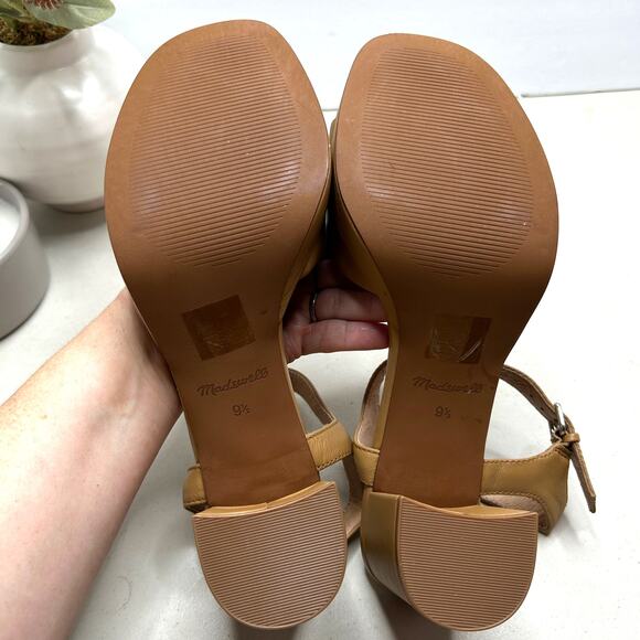 New Madewell Nadia Platform Sandal Leather Block Heel Amber Brown Women 9.5 NWOB - Picture 9 of 10
